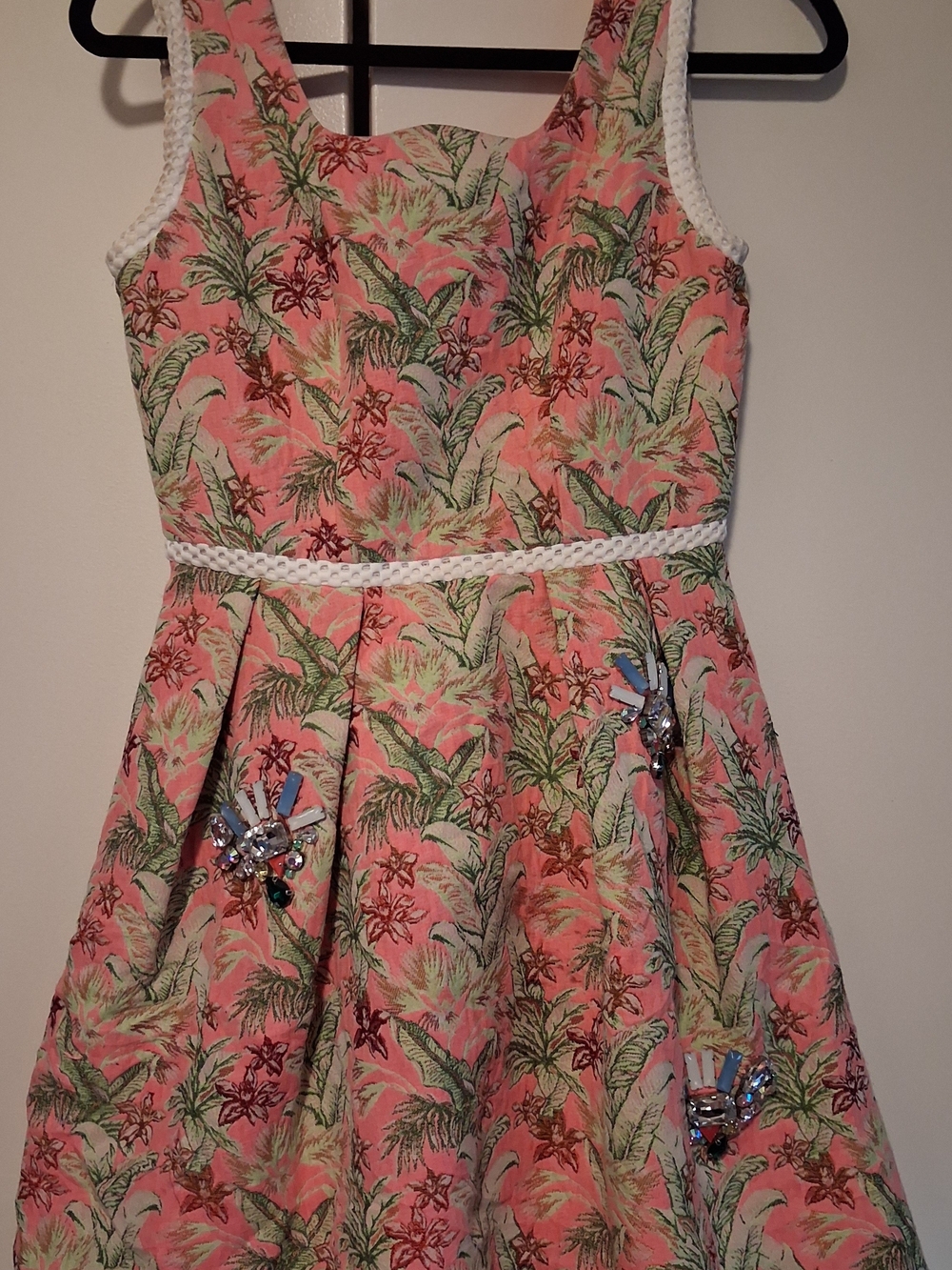 Vintage BREAD &Butter Floral Pink Mini Dress with Embellished Accents